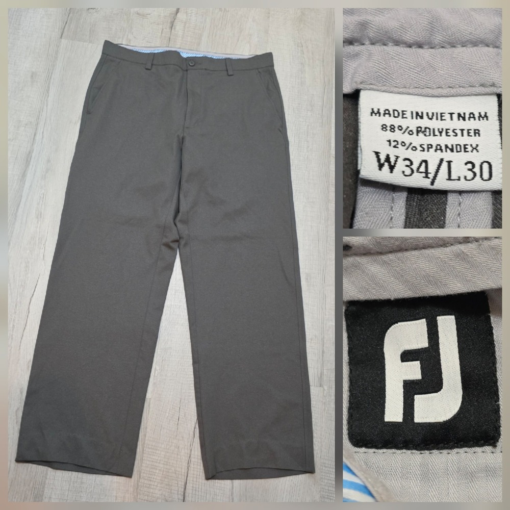 FootJoy Mens Golf Pants 34x30 Charcoal Gray Stretch Performance Trousers FJ